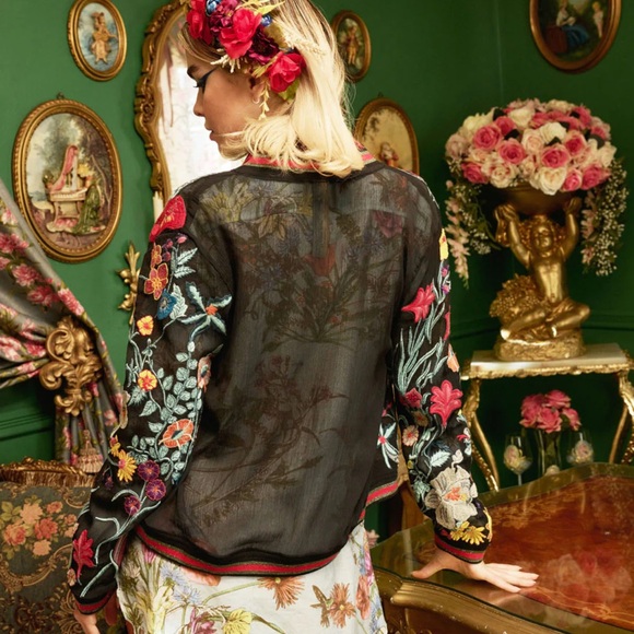 ARATTA BELLEZZA EMBROIDERED JACKET MESH SHEER SMALL - Picture 4 of 5